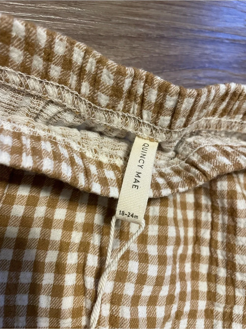Quincy Mae Tan & White Gingham Two Piece Playsuit Set
